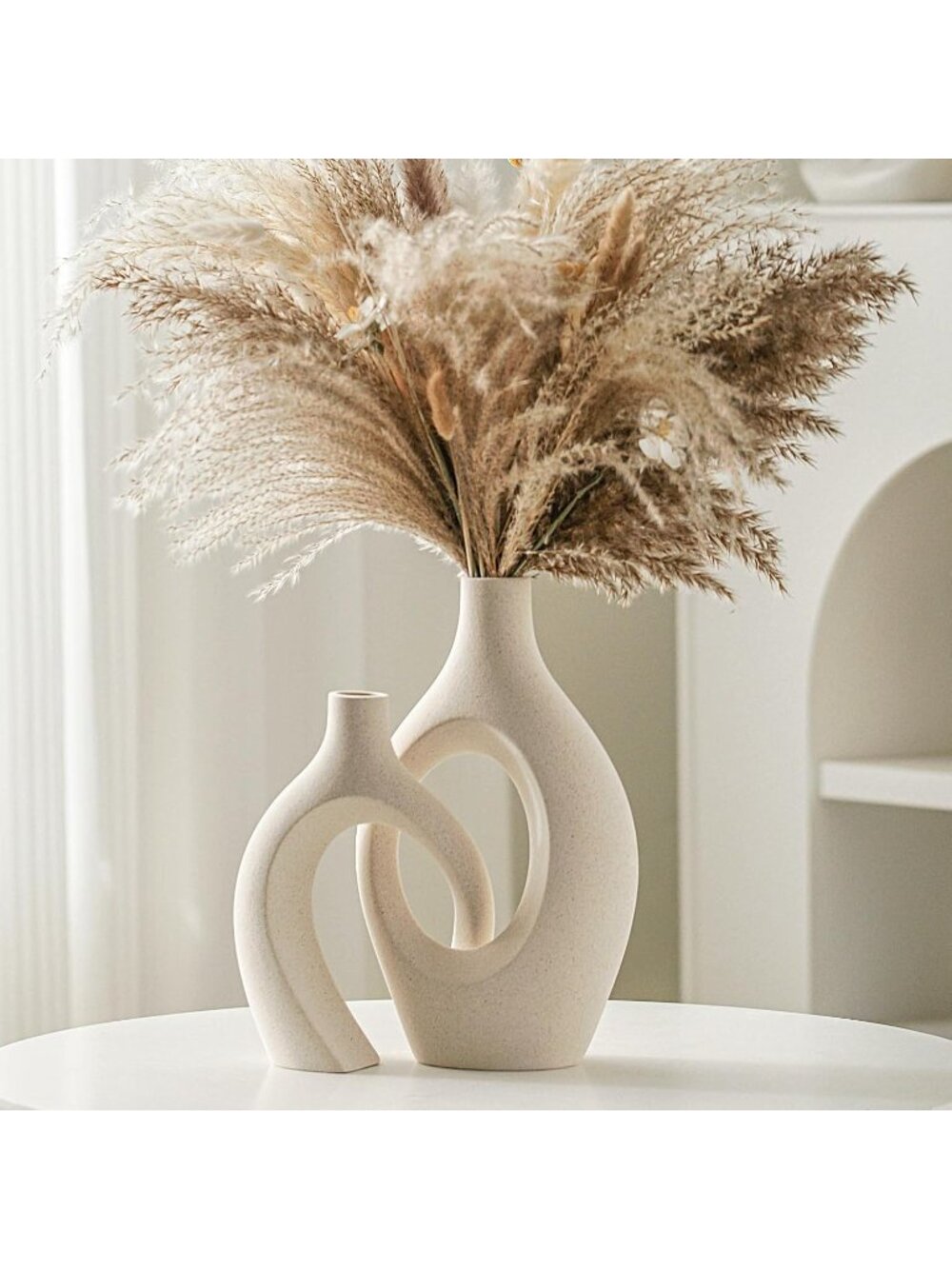 6.8 Cream Ceramic Vase For Table 2 Boho Nordic Modern Mid Century Home Decor